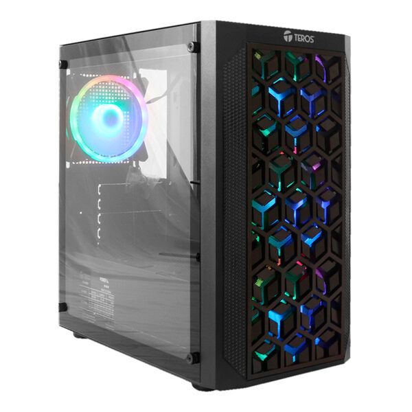 Case Gamer Teros TE-11412N, Mid Tower, ATX, 450W, NEGRO, USB 3.0 2.0, Audio